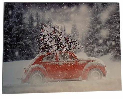 Julebillede med LED Lys og Timer - Model A - 30x40 cm