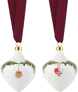 Stjerne Riflet Jul Ornament sæt, 8,5 cm. , 2 stk.