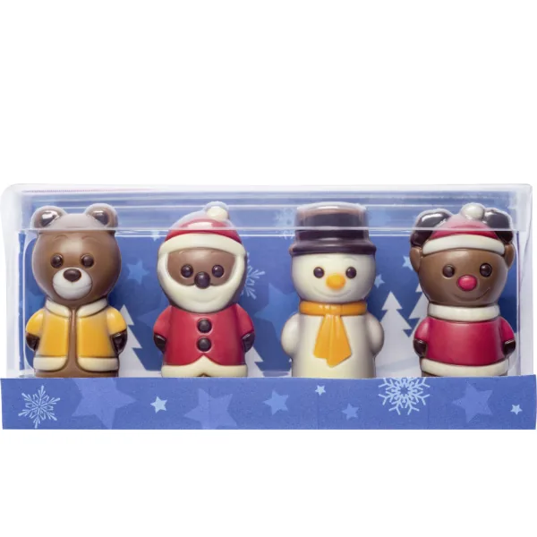 Gaveæske med 4 stk MINI chokolade figurer - 40g