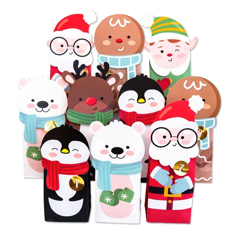 Gør-det-selv adventskalender  Julehjælpere  24 poser med udstansede motiver | Papierdrachen