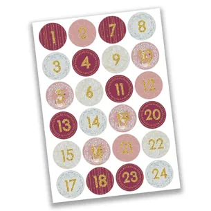 24 Nummer Klistermærker til Pakkekalender - 4 cm