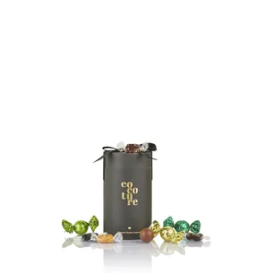 Cocoture fyldte chokoladekugler og karameller i sort gaverør - 250g