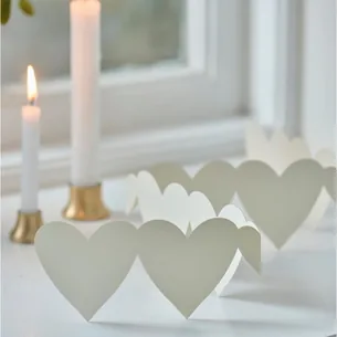 Julebordpynt hjerter hvid papirklip - Ib Laursen L: 62 cm