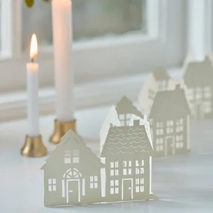 Julebordpynt huse hvid papirklip - Ib Laursen L: 69
