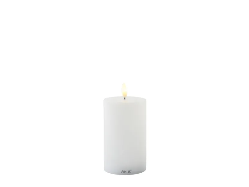 Sirius Sille Genopladelig Bloklys Ø7,5 x 12,5 cm, Hvid