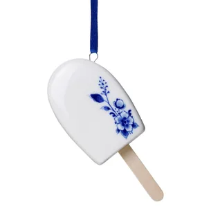 Keramisk juleornament som ispind  Heinen Delfts Blauw