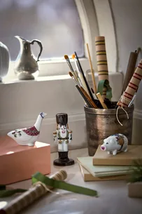 Hammershøi Christmas Gås H8 cm Hvid m. Deko