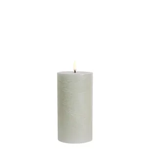 LED Rustic Pillar lys, Dusty green - H15 cm.
