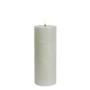 LED Rustic Pillar lys, Dusty Green - H20 cm.