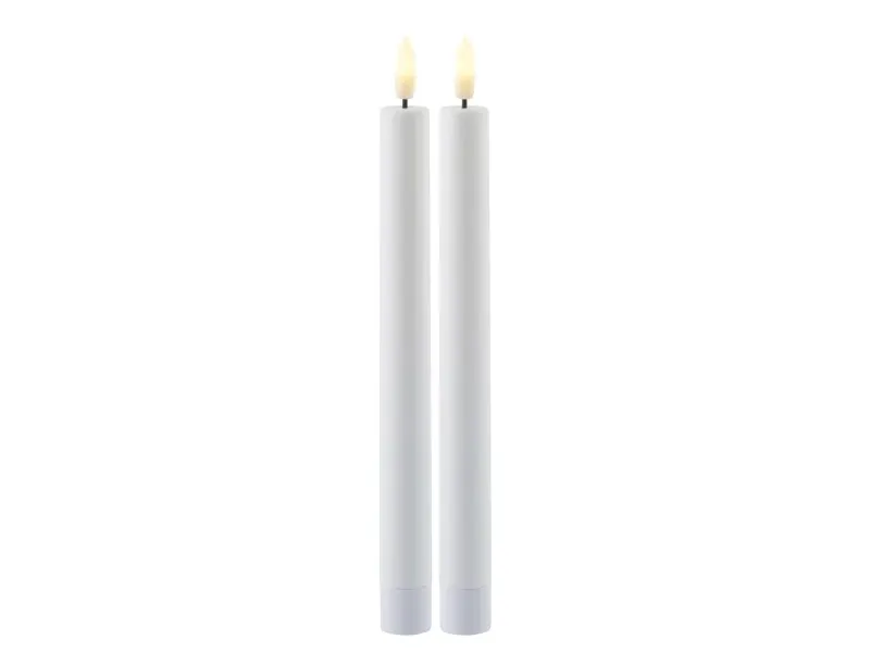 Sirius Sille Genopladelig Kronelys 2-pak Ø2 x 25 cm, Hvid