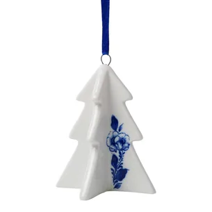 Keramisk juleornament med juletræ  Heinen Delfts Blauw