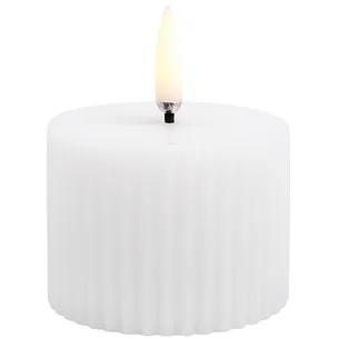LED pillar candle grooved, Smooth, 5,8x4,5 cm Nordic white - 1 stk
