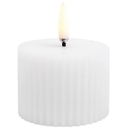 LED pillar candle grooved, Smooth, 5,8x4,5 cm Nordic white - 1 stk