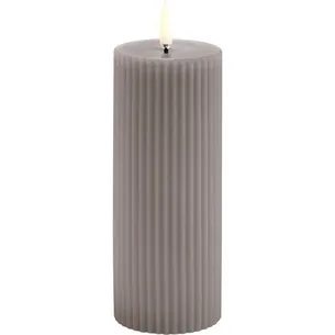 LED pillar candle grooved, Smooth, 5,8x15 cm Sandstone - 1 stk