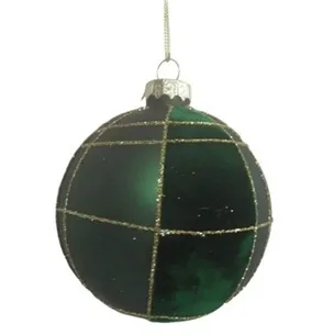 Det Gamle Apotek Julekugle i Glas med glimmer i grøn - Ø8cm.