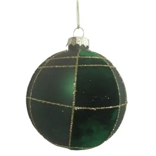 Det Gamle Apotek Julekugle i Glas med glimmer i grøn - Ø8cm.