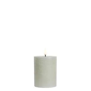 LED Rustic Pillar lys, Dusty green - H10 cm.