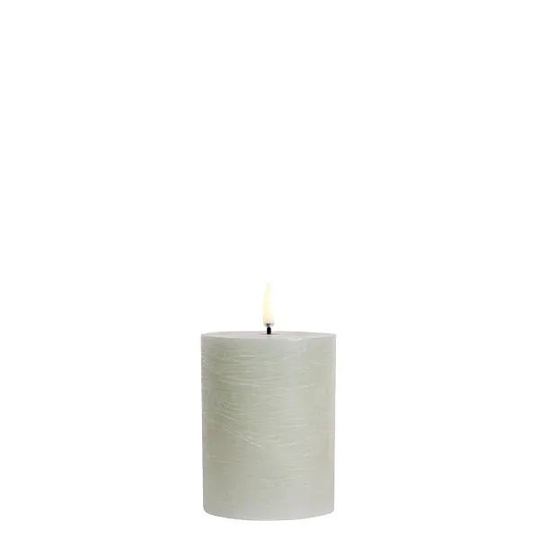 LED Rustic Pillar lys, Dusty green - H10 cm.