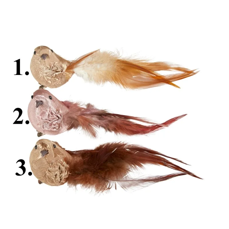 Fugl m/ klips og fjerhaler - Speedtsberg L:17 cm - vælg ml 3 forsk