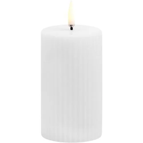 LED pillar candle grooved, Smooth, 5,8x10 cm Nordic white - 1 stk