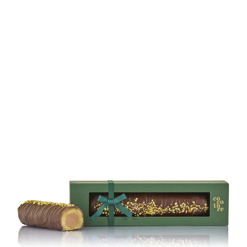 "Dubai" marcipanbrød med pistacie og nougatkerne i grøn æske - 500g