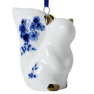 Julekugle egern i Delfts blå keramik  6 × 4 × 7 cm | Heinen Delfts Blauw