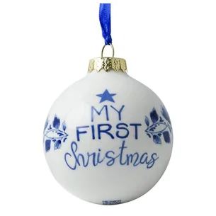 Juglekugle My First Christmas  Delfts Blå  Keramik  7 cm | Heinen Delfts Blauw