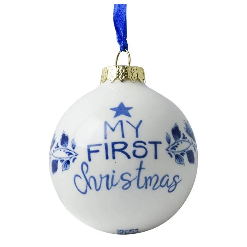 Juglekugle My First Christmas  Delfts Blå  Keramik  7 cm | Heinen Delfts Blauw