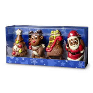 Julefigurer i mælkechokolade  Gaveæske med 4 figurer  120 g