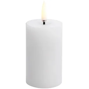 LED melted Bloklys, Nordic White, Smooth, 5x7,5 cm