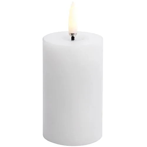 LED melted Bloklys, Nordic White, Smooth, 5x7,5 cm