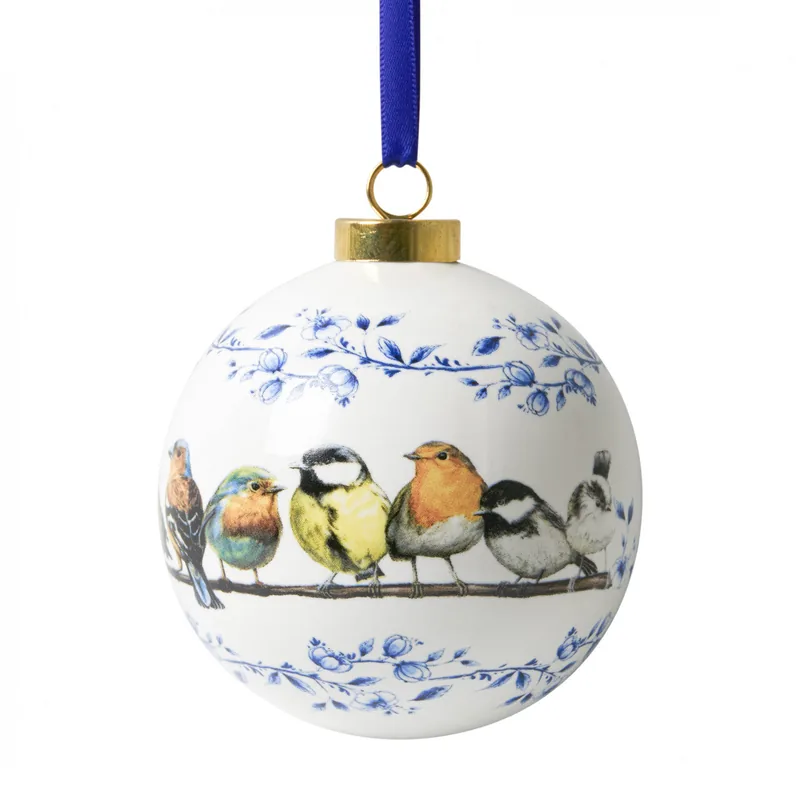 Julekugle Skovfugle Ø8 cm | Heinen Delfts Blauw