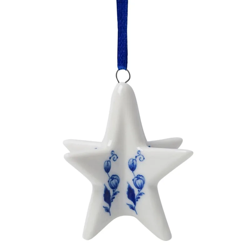Keramisk juleornament med stjerne  Heinen Delfts Blauw
