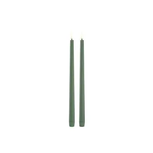 Uyuni Lighting LED Taper kronelys, H32 cm, smooth, 2 pak - Olive green Olive green : Erling Christensen Møbler