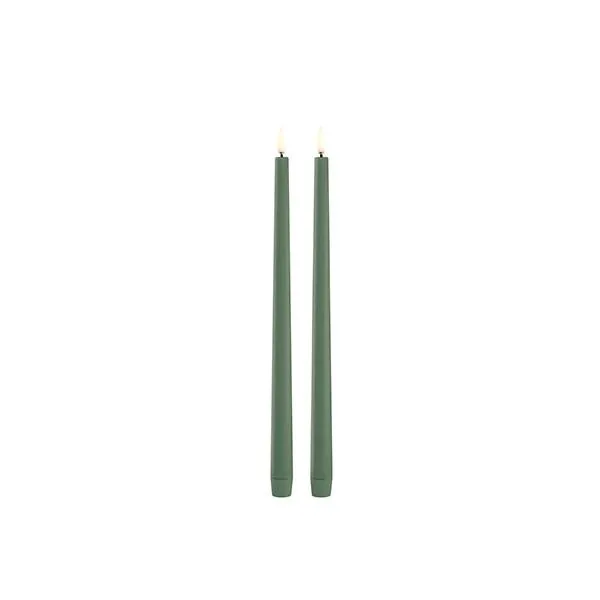 Uyuni Lighting LED Taper kronelys, H32 cm, smooth, 2 pak - Olive green Olive green : Erling Christensen Møbler