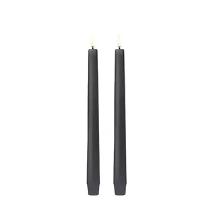 Uyuni Lighting LED Taper kronelys, H25 cm, smooth, 2 pak - Grey Grey : Erling Christensen Møbler