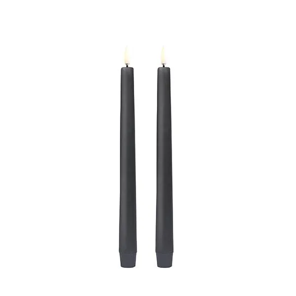 Uyuni Lighting LED Taper kronelys, H25 cm, smooth, 2 pak - Grey Grey : Erling Christensen Møbler