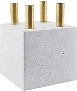 4-armet lysestage House Doctor The Cube grå 16 cm pulveriseret sten/resin