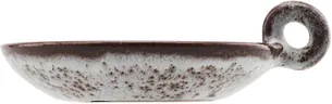 Lysestage House Doctor Freja fajance Ø14 x H5 cm hvid/brun