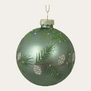 Det Gamle Apotek Julekugle i Glas med Gran - Ø8cm.
