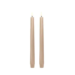Uyuni Lighting LED Taper kronelys, H25 cm, smooth, 2 pak - Beige Beige : Erling Christensen Møbler