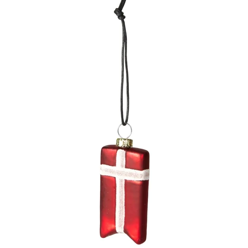 Julekugle flag af glas - Speedtsberg H:7 cm