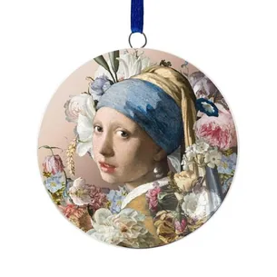 Juleornament Pigen med perleørering  Ø 6 cm | Heinen Delfts Blauw