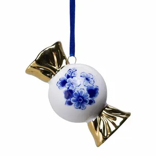 Julepynt Slik med Guld  Heinen Delfts Blauw