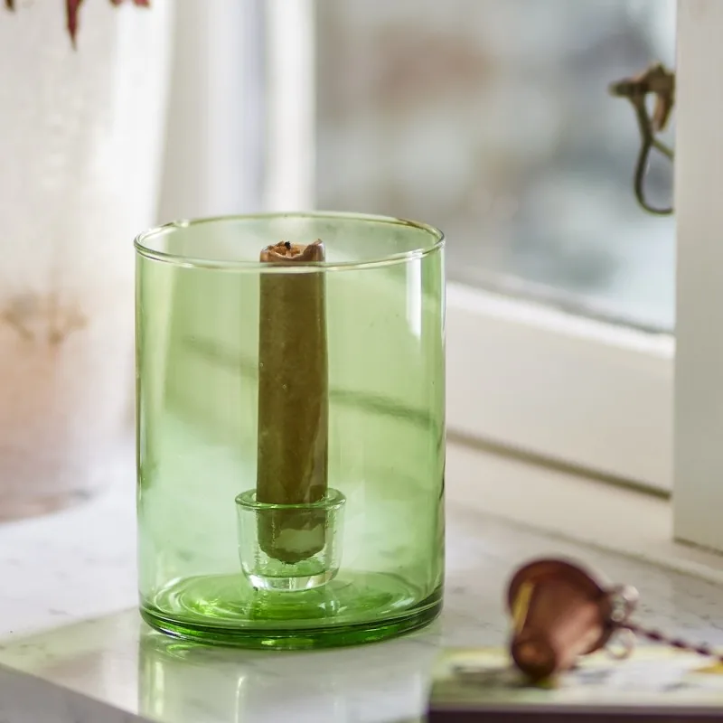Stage "Juline" i grønt glas t/ bedelys - Bloomingville - H: 12,5