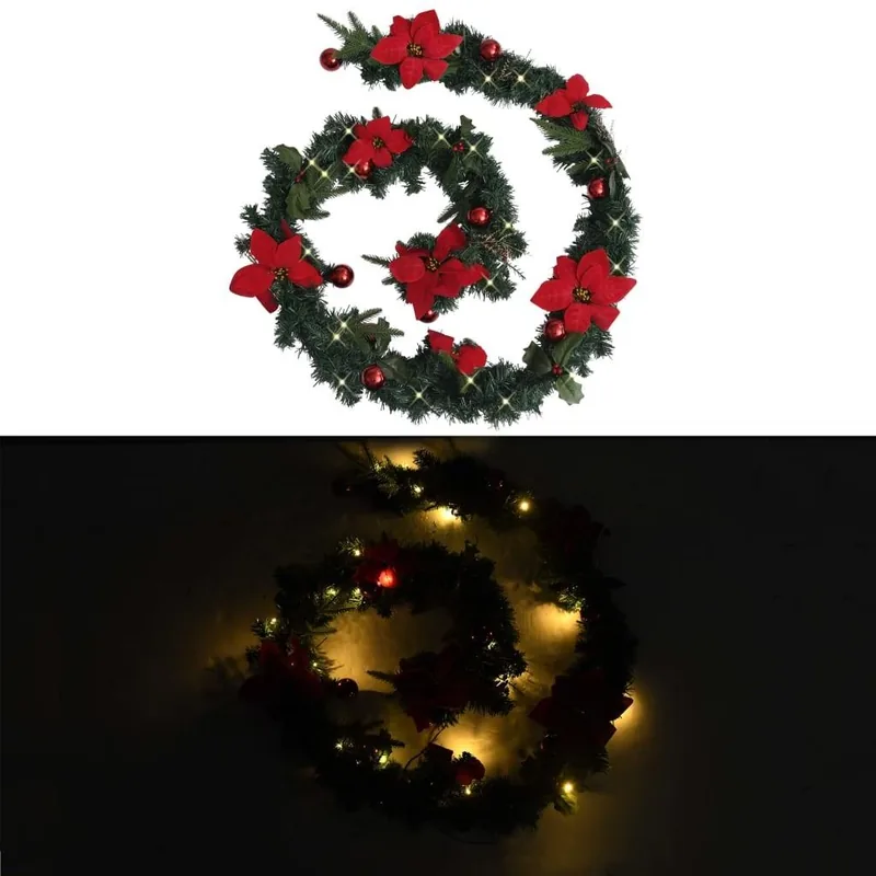 Juleguirlande med LED-lys 2,7 m - grøn/rød