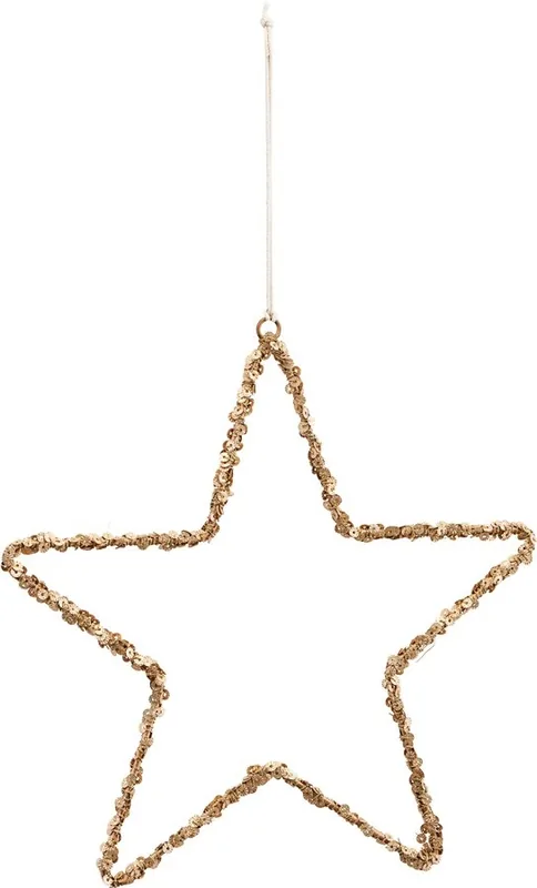 Stjerneornament Ø21 cm House Doctor Star jern med funklende pailletter naturfarvet juledekoration
