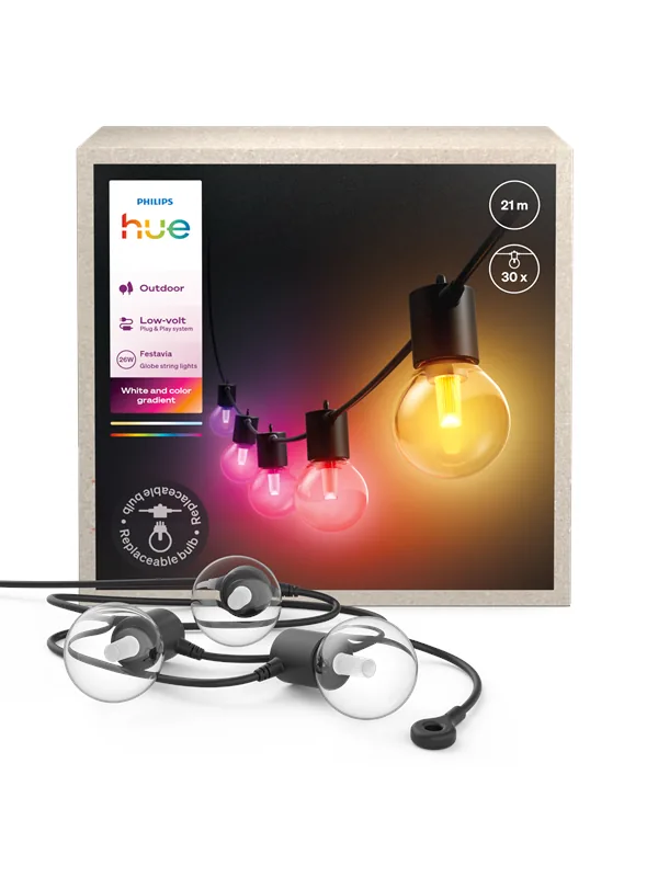 Philips Hue Festavia Globe udendørs lyskæde, 21 m
