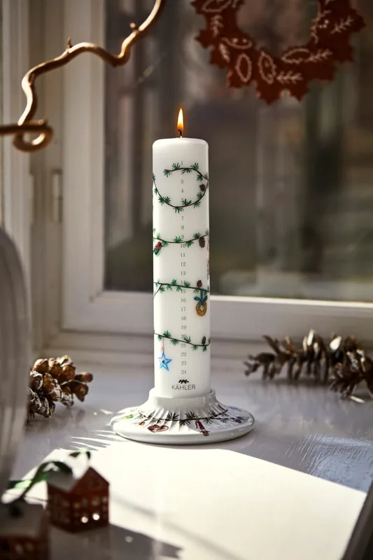 Hammershøi Christmas Kalenderlys 2026 Ø5 cm Hvid m. Deko
