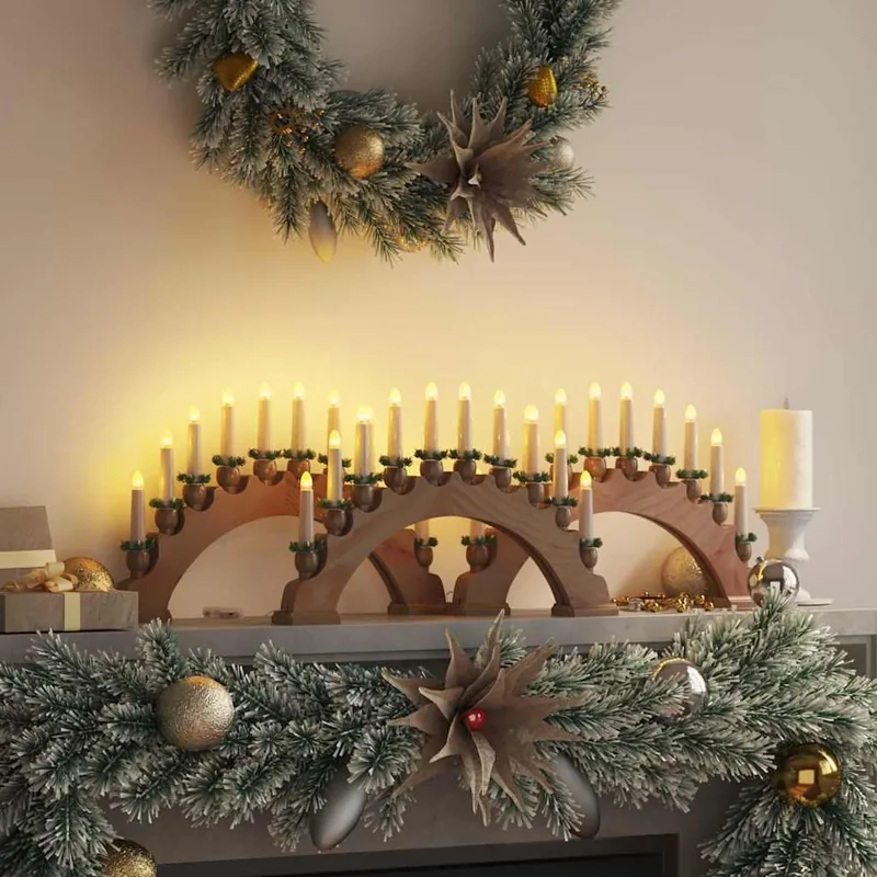 Julelysestage i bue med 10 LED-lys - varm hvid, 3 stk.